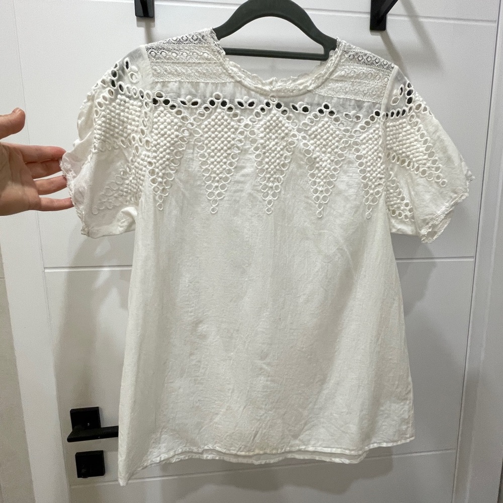 Cotton eyelet motif blouse, S